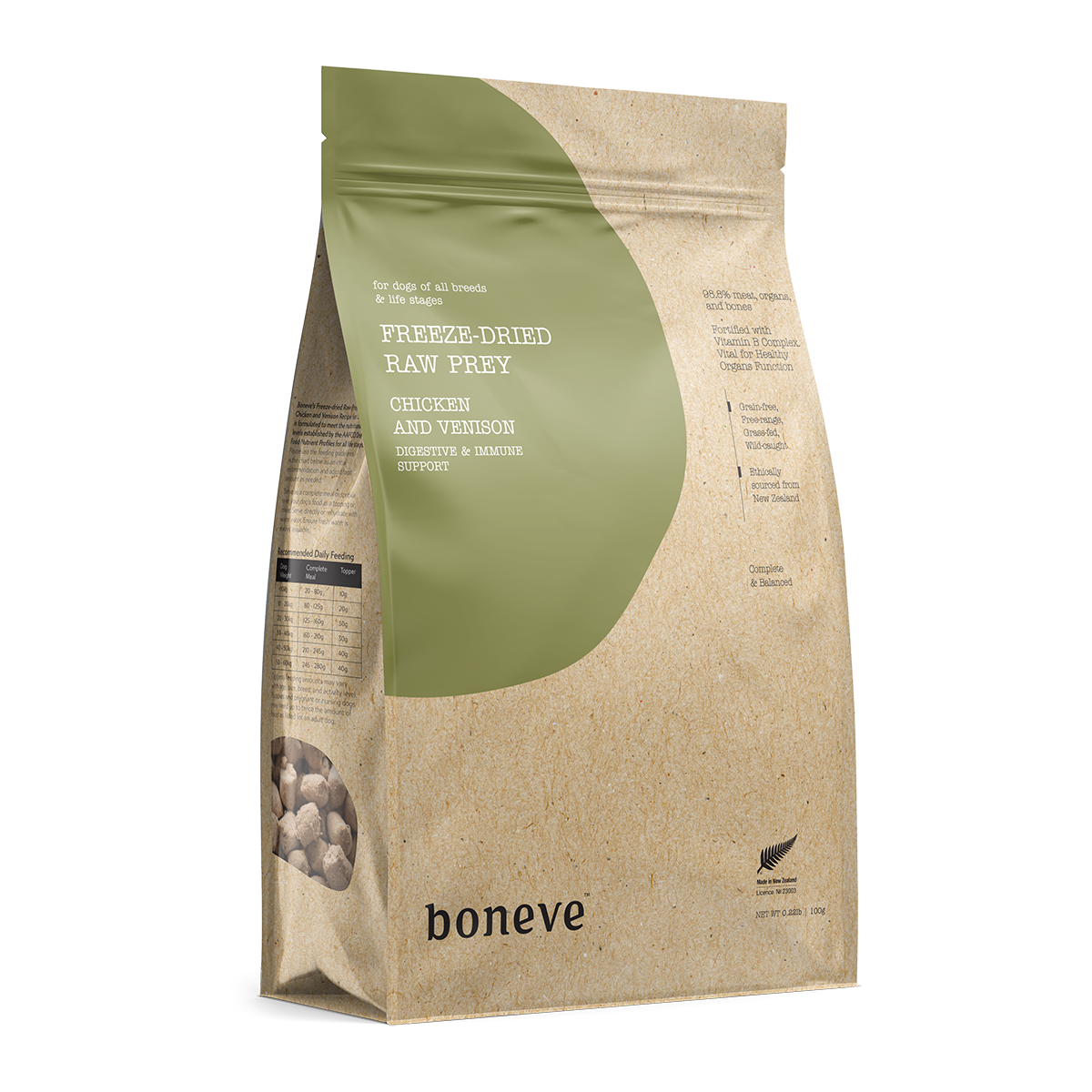 Boneve Freeze Dried Raw Dog Food Chicken Venison Gentle Pet