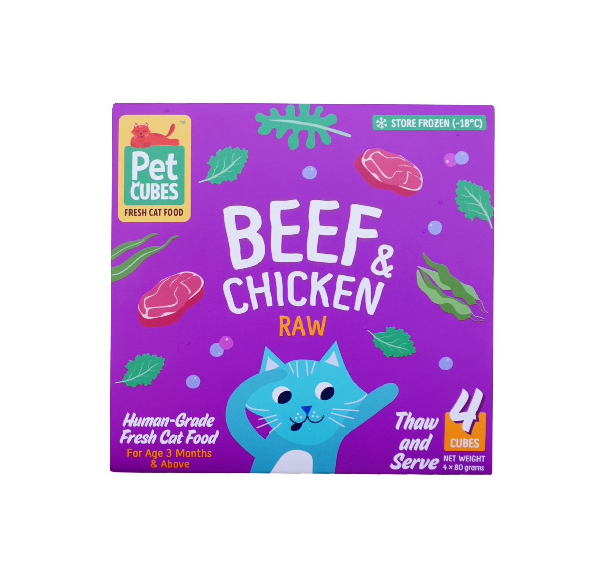 PetCubes Frozen Raw Cat Food Beef Chicken