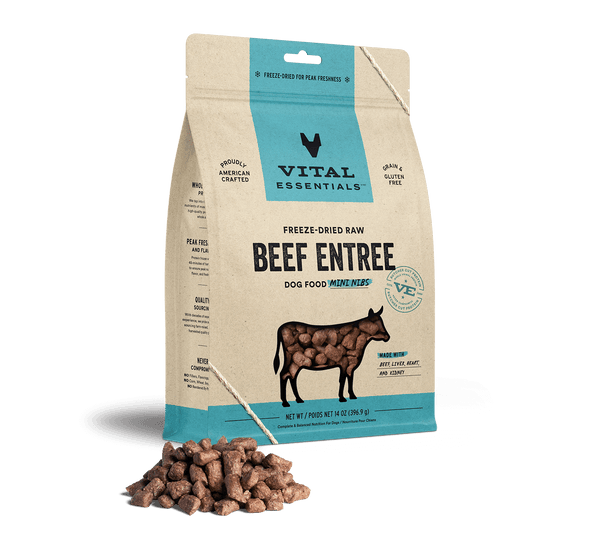 Vital Essentials Freeze Dried Raw Beef Entree Dog Food Mini Nibs