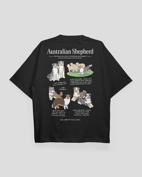 Kinu Supply Encyclopedia T-shirt | Australian Shepherd