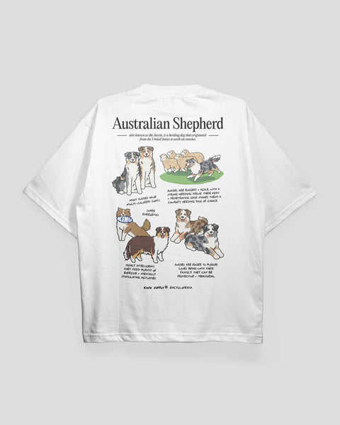 Kinu Supply Encyclopedia T-shirt | Australian Shepherd